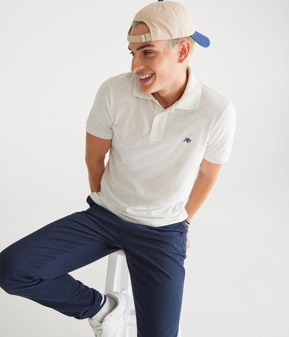 Aéropostale A87 Logo Jersey Polo Lightest Heather Grey
