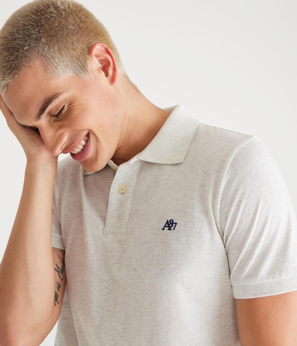 Aéropostale A87 Logo Jersey Polo Lightest Heather Grey