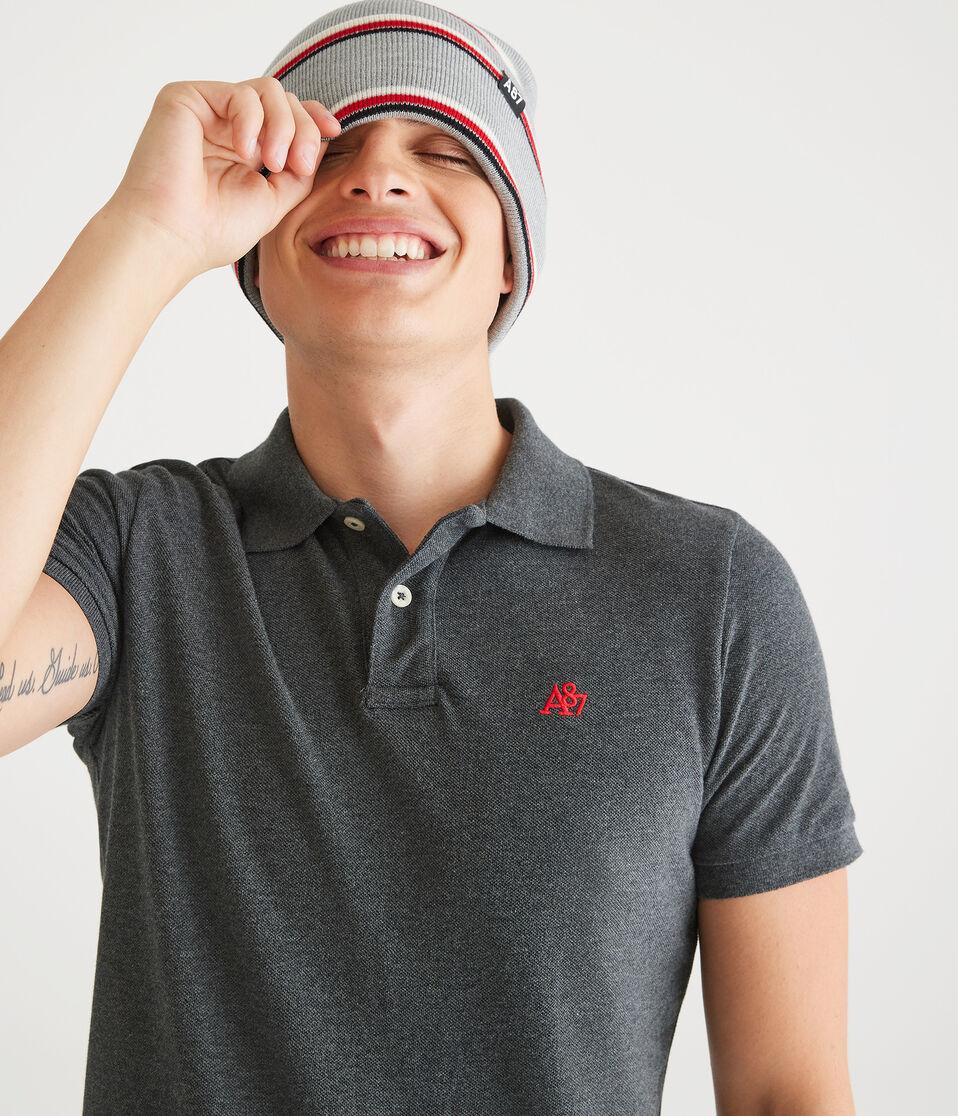 Aéropostale A87 Logo Piqué Polo Charcoal Heather Grey