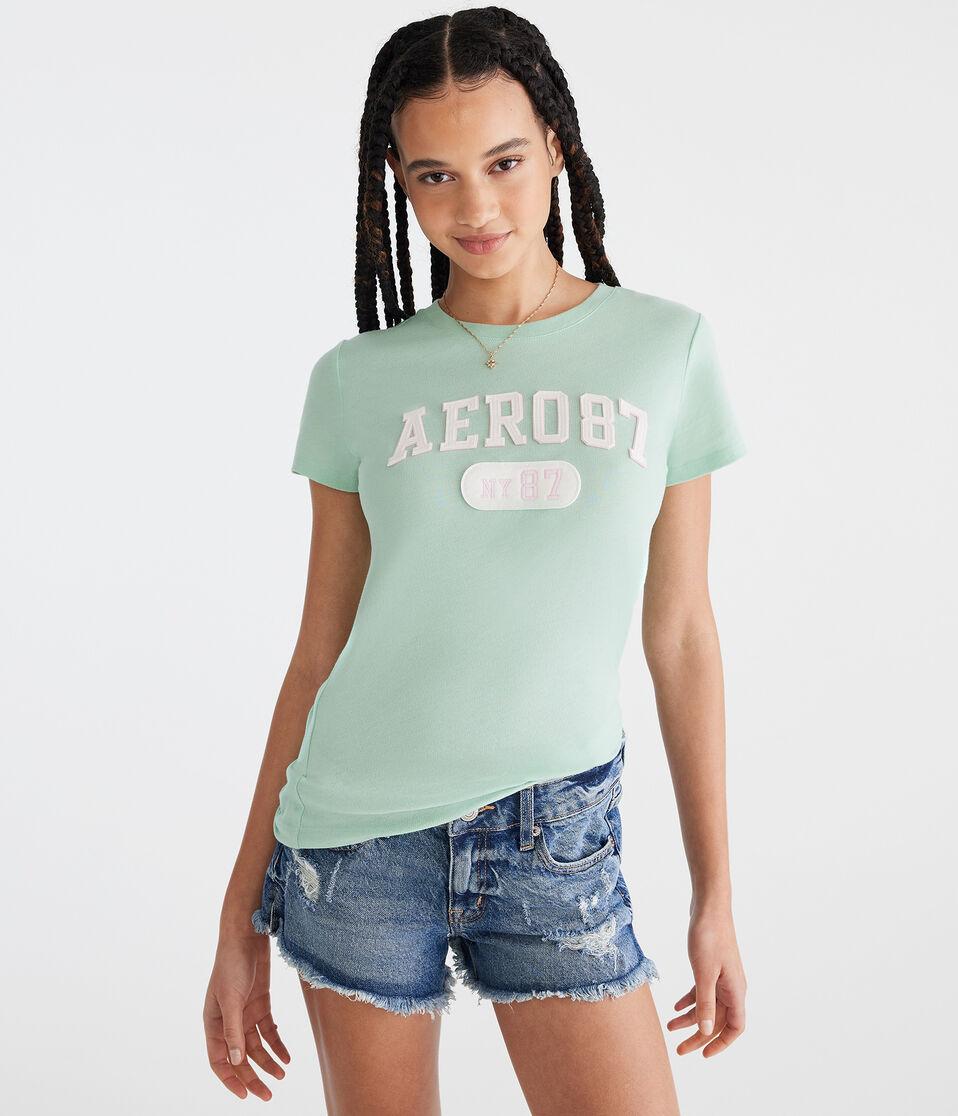 aéropostale Aero 87 Appliqué Graphic Tee colony blue