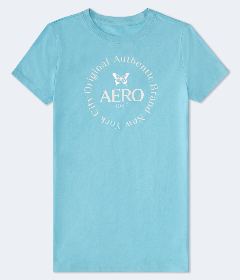 Aéropostale Aero Butterfly Foil Graphic Tee Blue Tint
