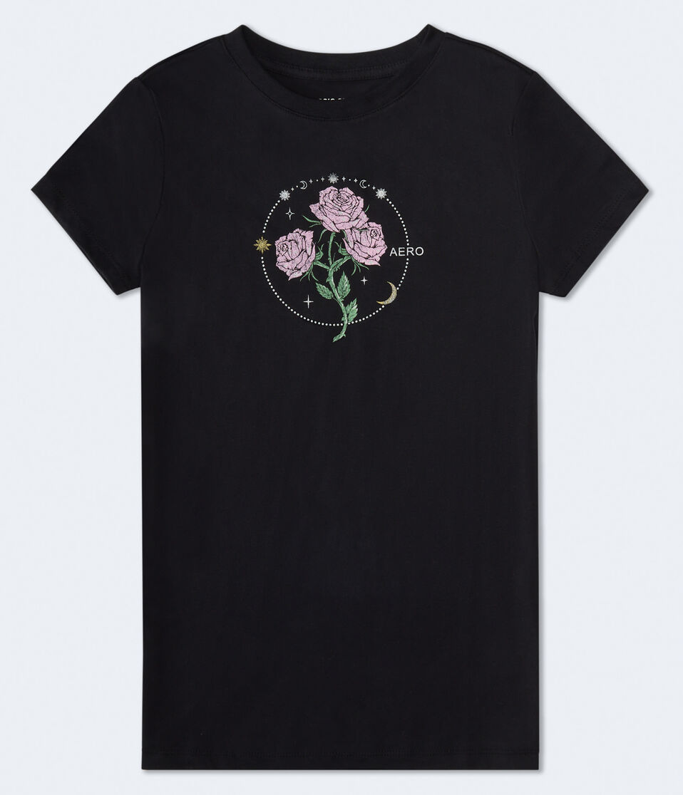 Aéropostale Aero Celestial Rose Graphic Tee Black Fox
