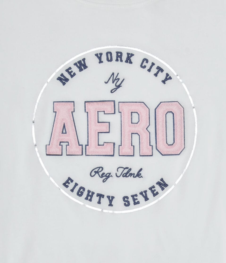 Aéropostale Aero Eighty Seven Foil Appliqué Graphic Tee Cream