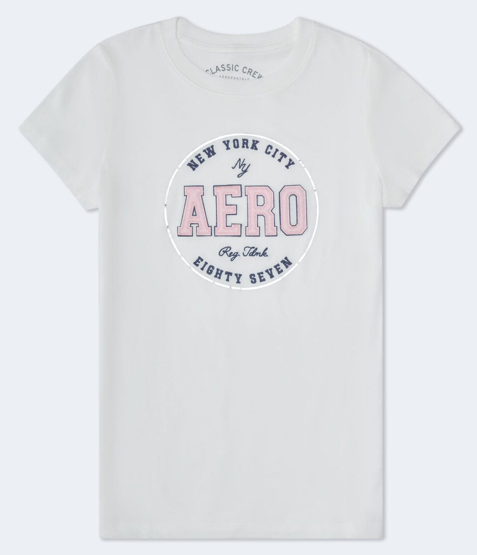 aéropostale Aero Eighty Seven Foil Appliqué Graphic Tee cream
