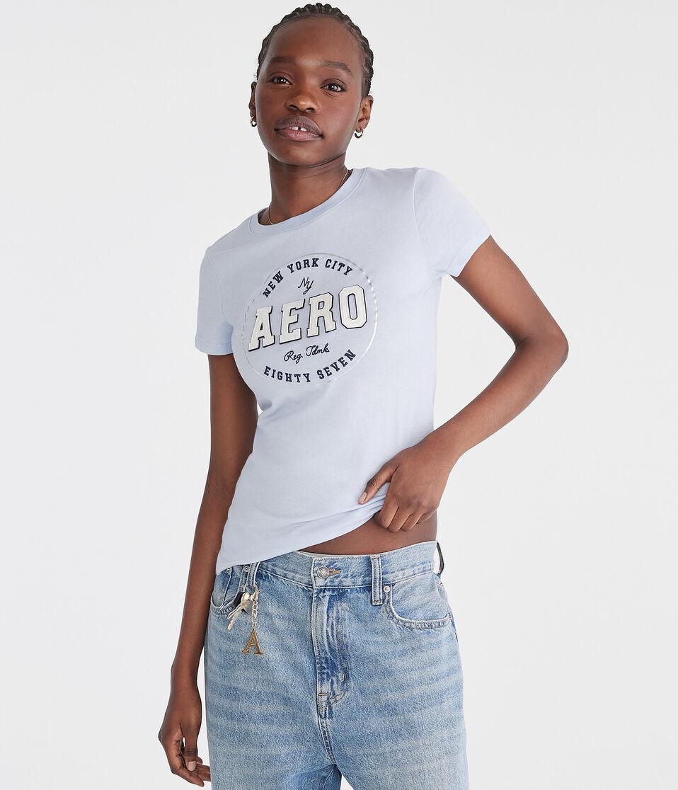 aéropostale Aero Eighty Seven Foil Appliqué Graphic Tee spirit blue