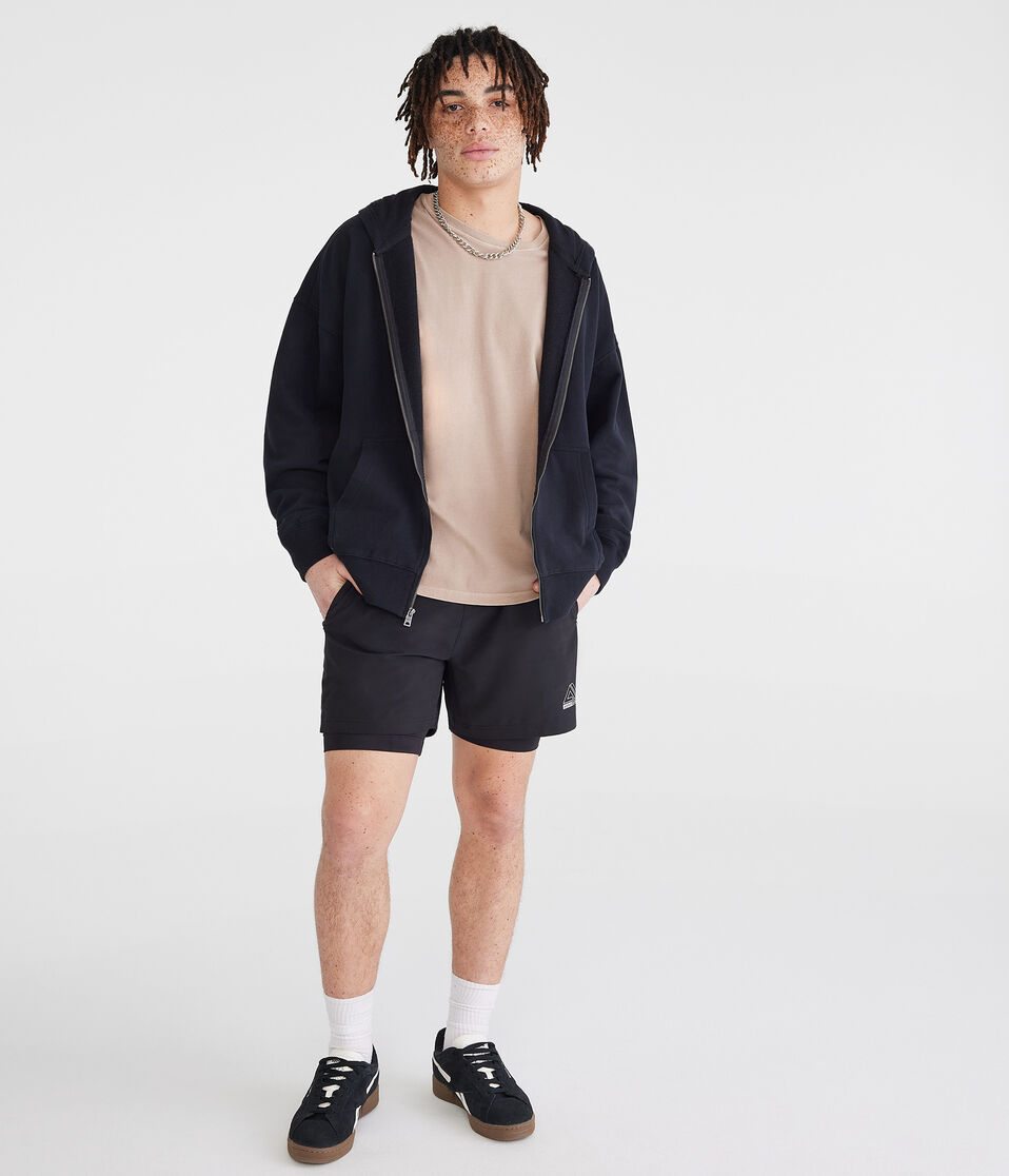 Aéropostale Aero MVMNT 2-in-1 Hybrid Active Shorts 5.5" Black Fox