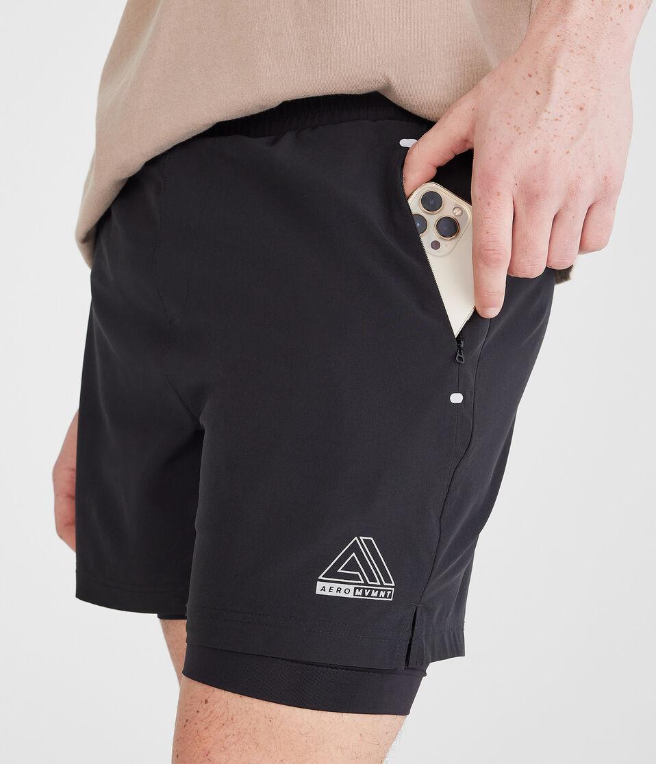 Aéropostale Aero MVMNT 2-in-1 Hybrid Active Shorts 5.5" Black Fox