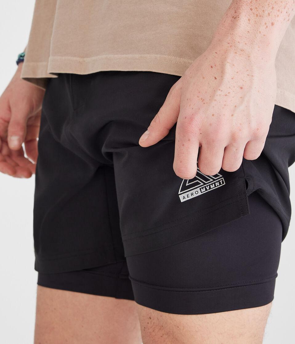 Aéropostale Aero MVMNT 2-in-1 Hybrid Active Shorts 5.5" Black Fox