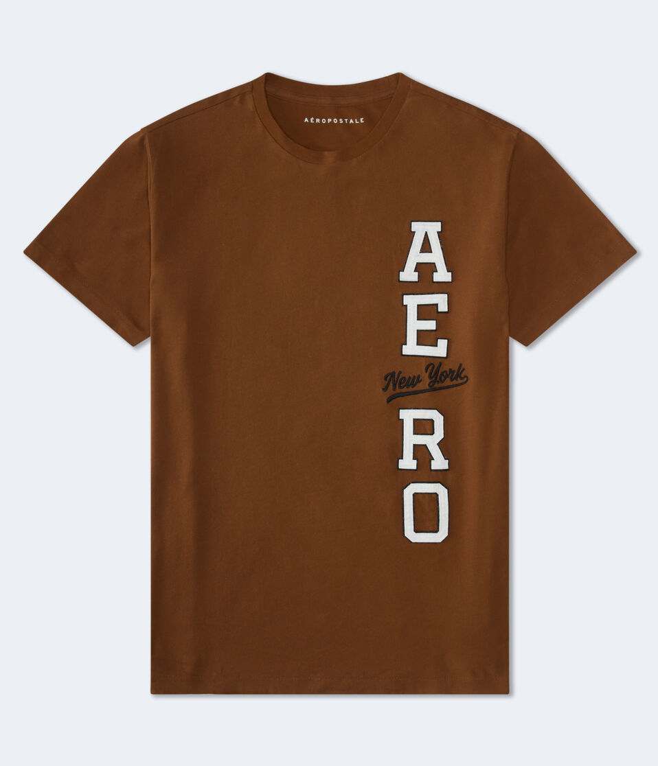 Aéropostale Aero New York Appliqué Graphic Tee Medium Brown