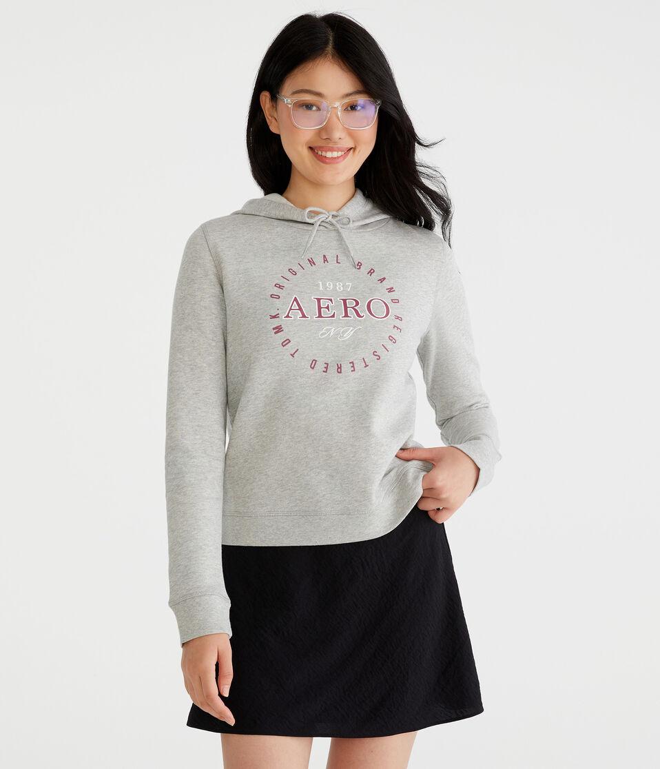 Aéropostale Aero Original Brand Pullover Hoodie Light Heather Grey