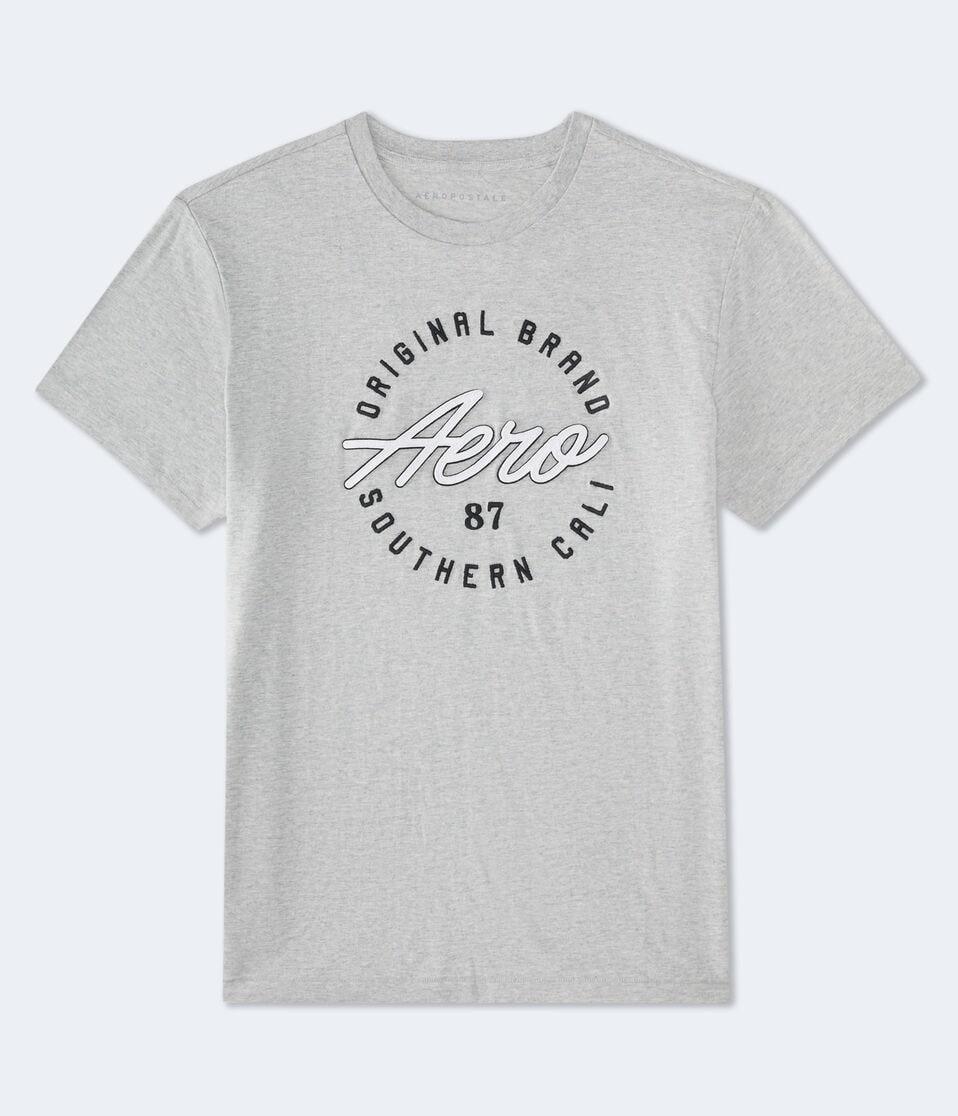 Aéropostale Aero Script Circle Graphic Tee Light Heather Grey