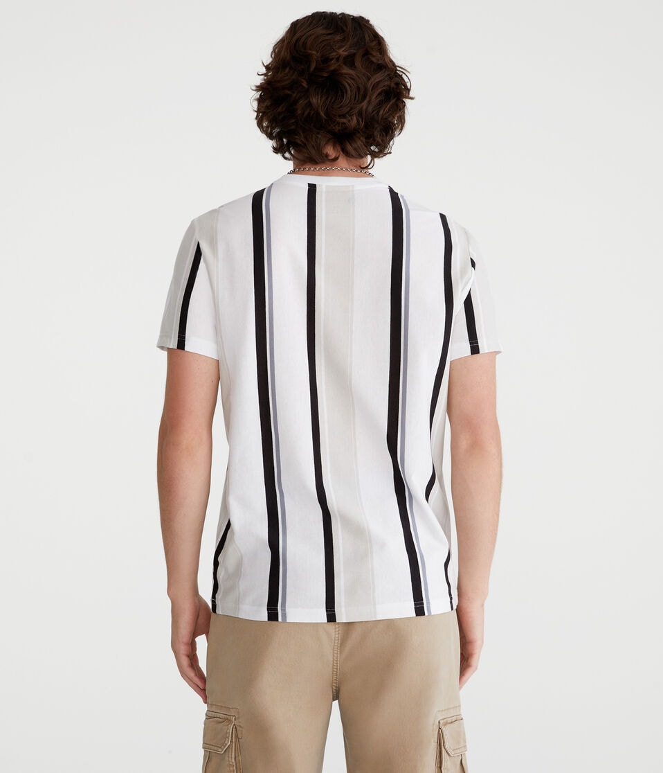 Aéropostale Aero Vertical Stripe Graphic Tee Ethereal White