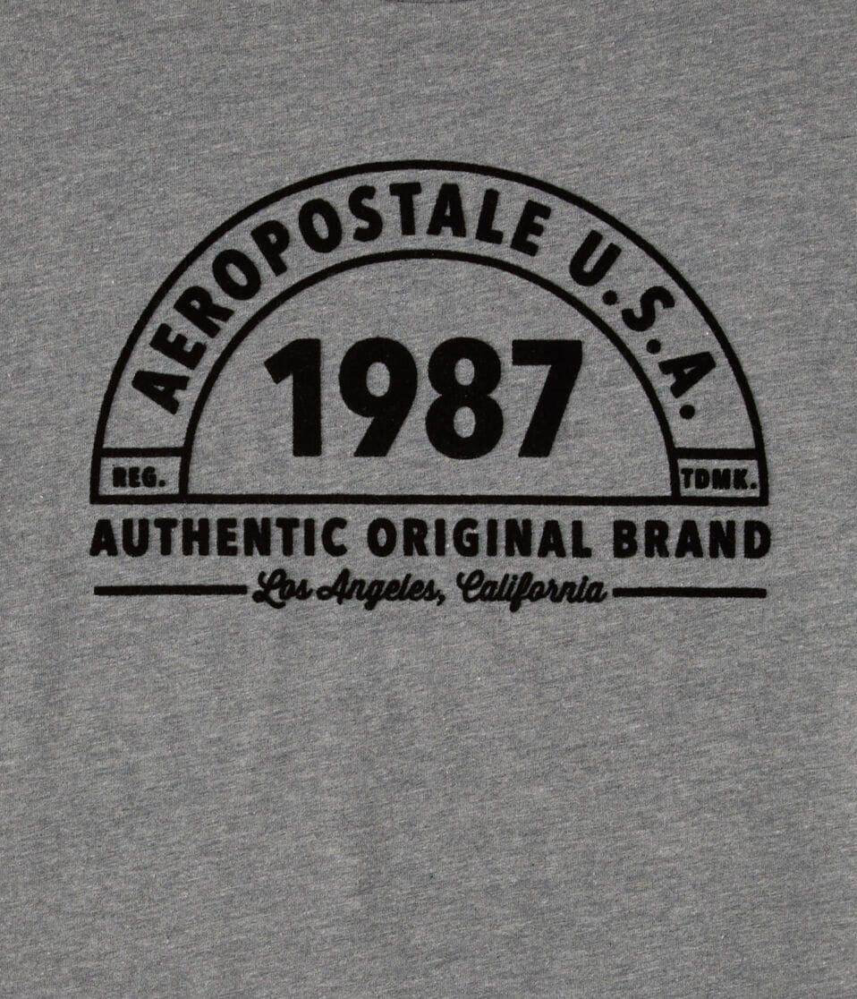 Aéropostale Aeropostale 1987 Arch Flocked Graphic Tee Med Hthr Grey