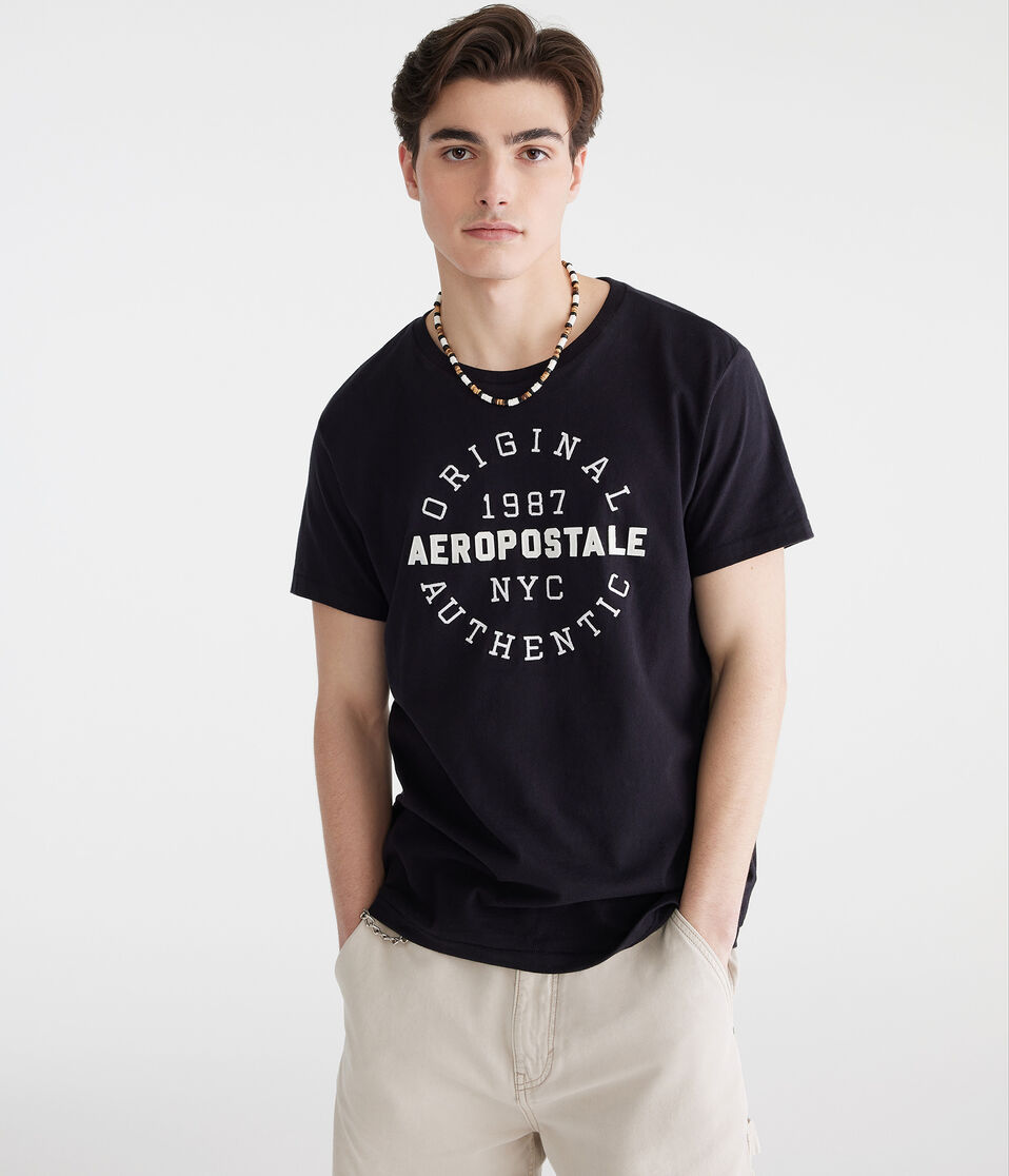 aéropostale Aeropostale 1987 Circle Appliqué Graphic Tee black fox