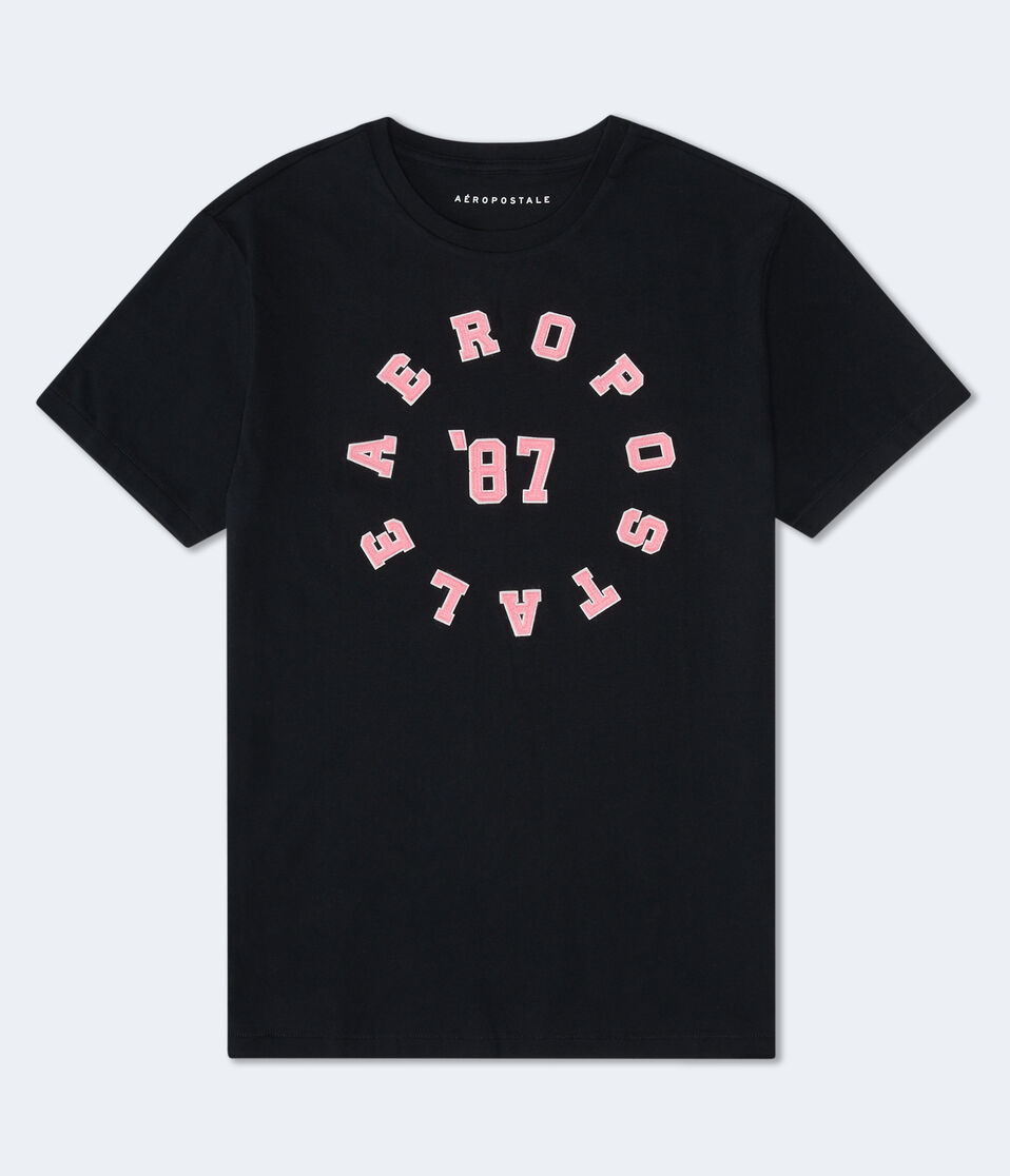 aéropostale Aeropostale 87 Circle Appliqué Graphic Tee black fox