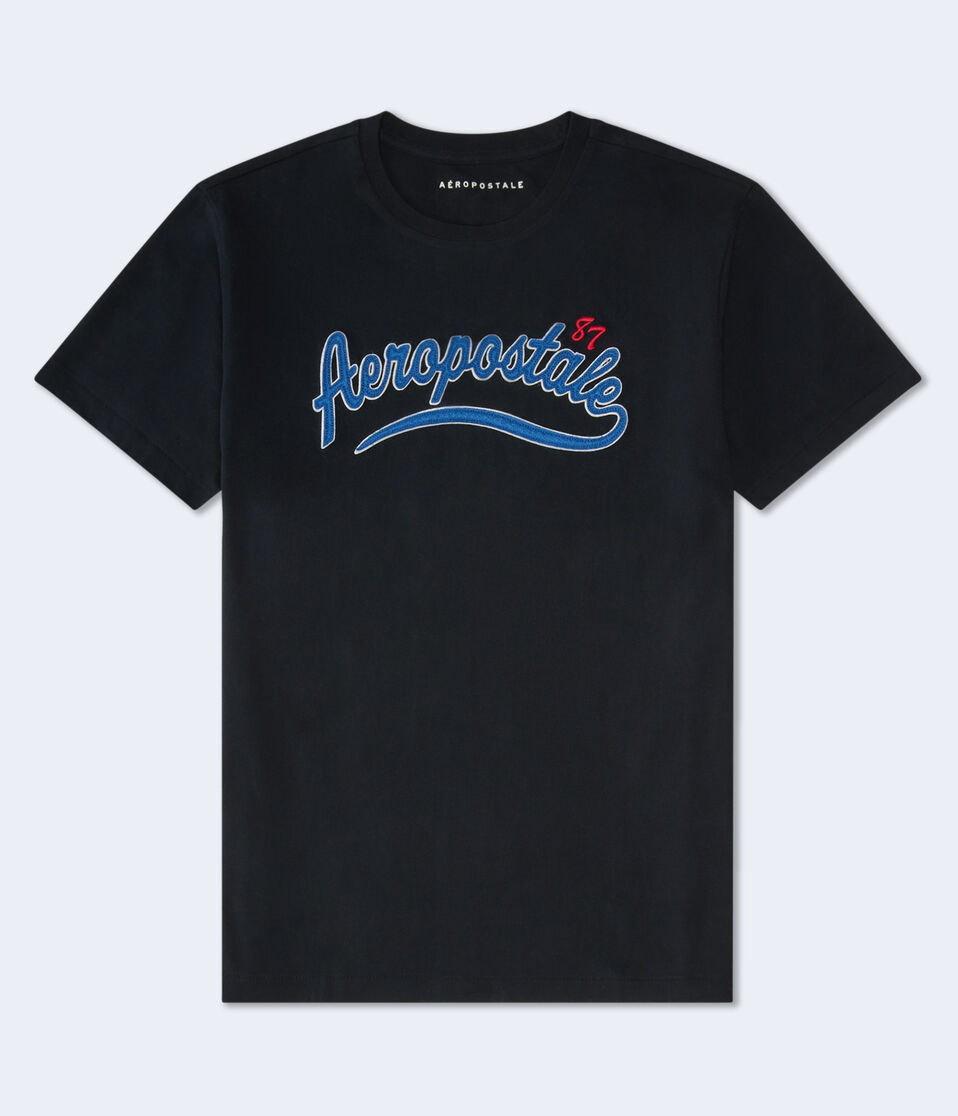Aéropostale Aeropostale 87 Script Appliqué Graphic Tee Black Fox