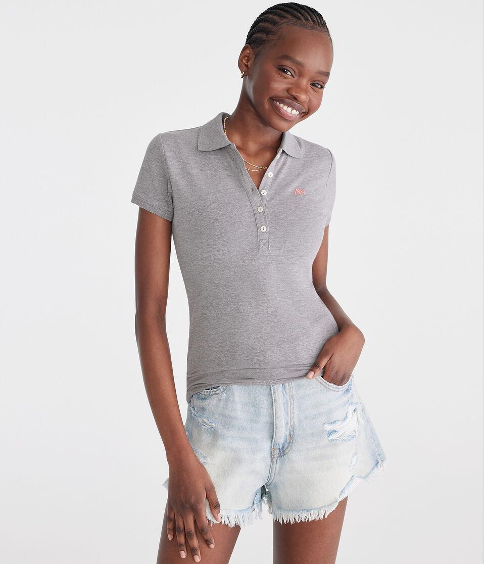 Aéropostale A87 Piqué Polo Med Hthr Grey