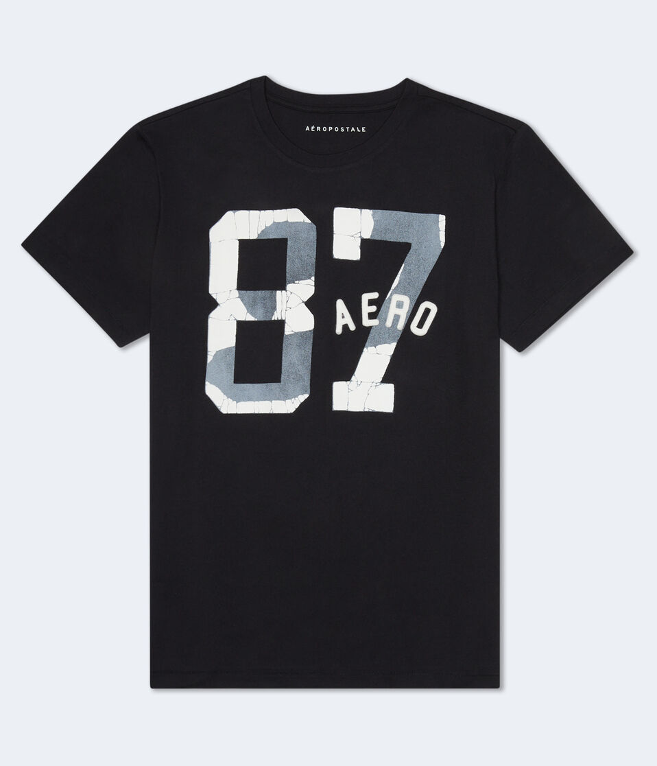 Aéropostale Aero 87 Appliqué Graphic Tee Black Fox