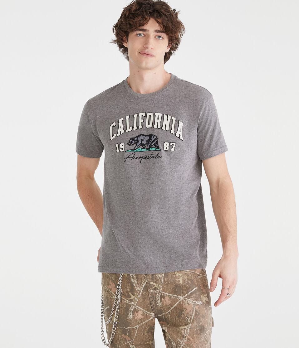 aéropostale Aeropostale California Bear Appliqué Graphic Tee med hthr grey