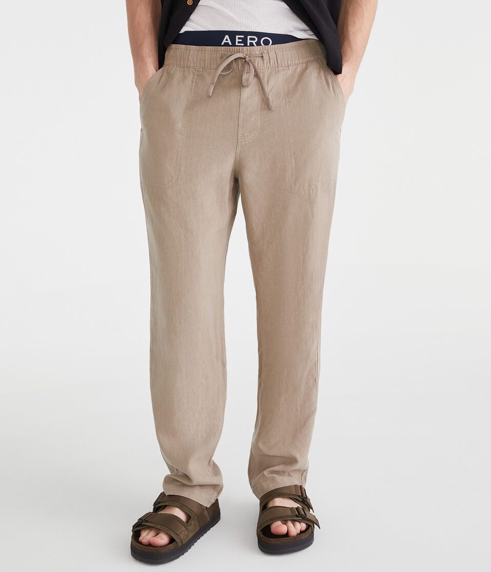 Aéropostale Drawstring Linen Pants Frosted Almond