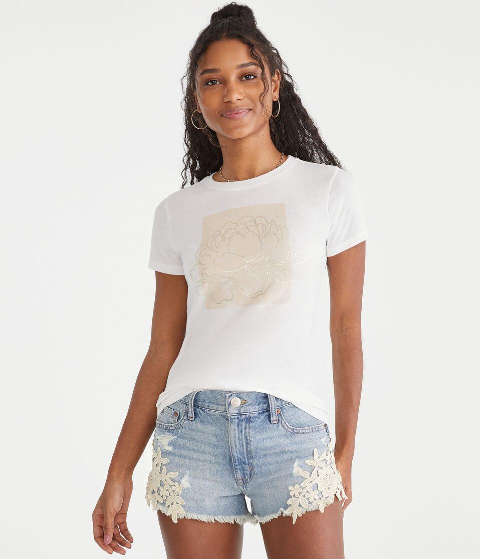 Aéropostale Floral Box Foil Graphic Tee Bleach