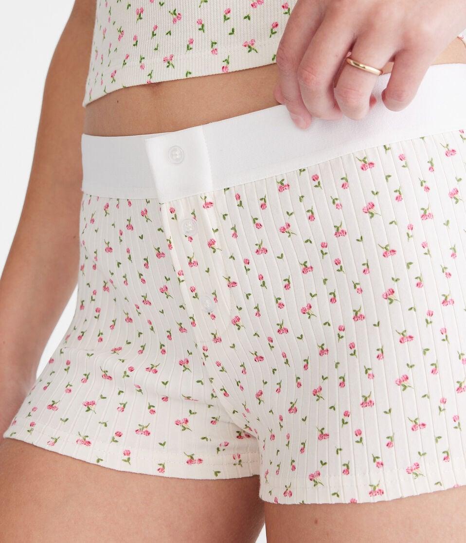 Aéropostale Floral Knit Sleep Boxers Cream
