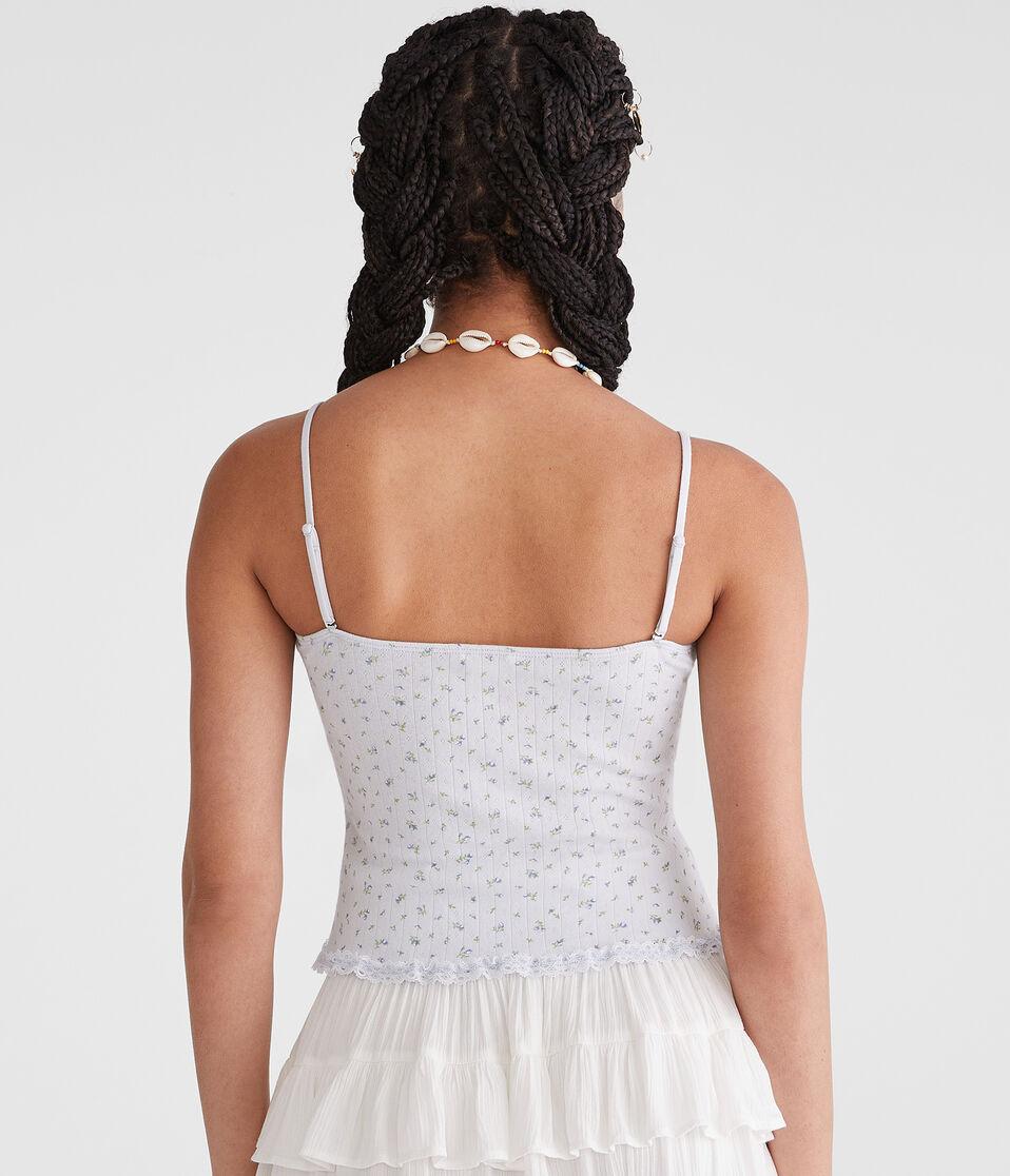 Aéropostale Floral Lace-Trim Tube Top Blue