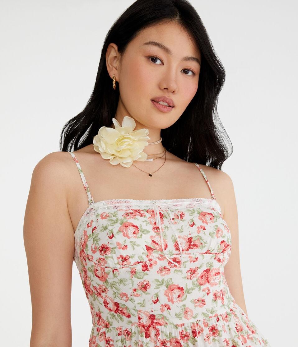 Aéropostale Floral Strapless Fit & Flare Dress Cream