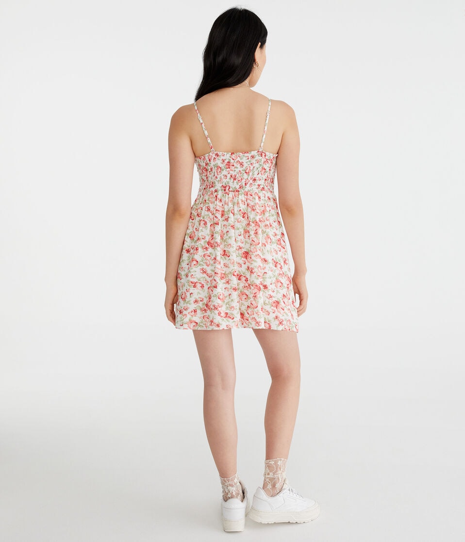 Aéropostale Floral Strapless Fit & Flare Dress Cream