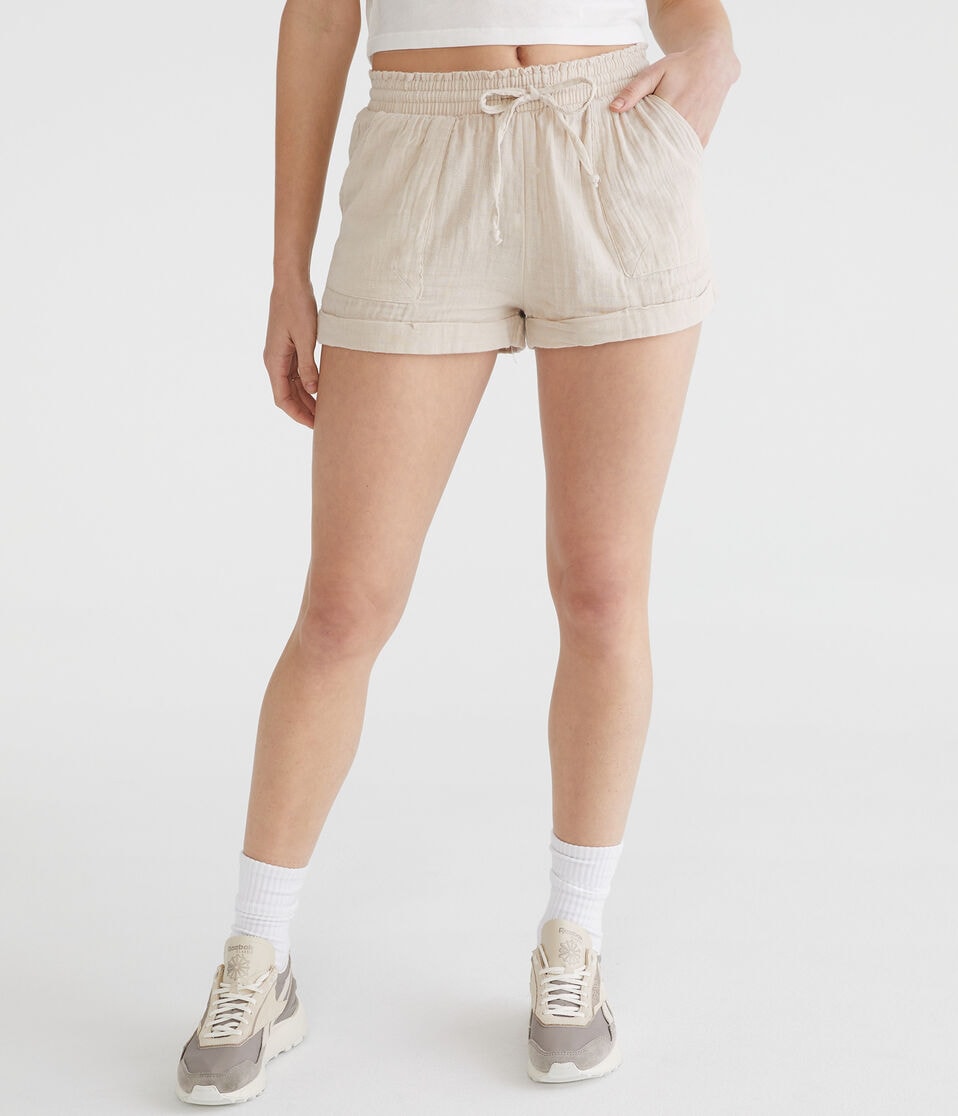 aéropostale High-Rise Gauze Shorts chateau grey