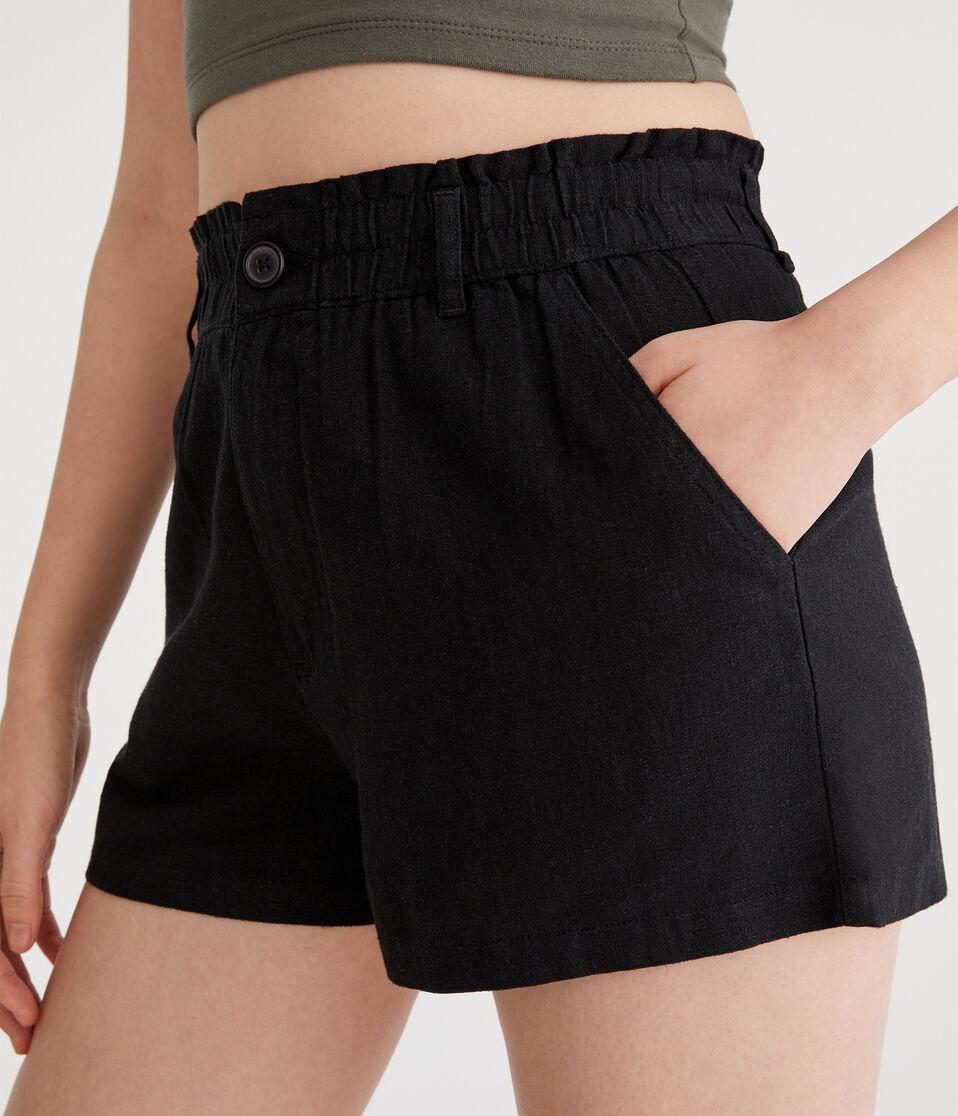 Aéropostale High-Rise Linen Shorts Black Fox