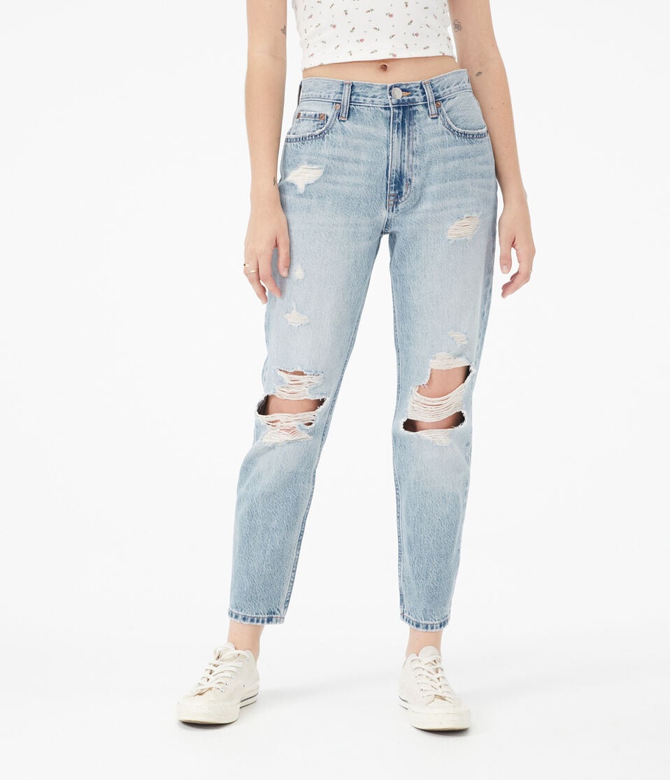aéropostale High-Rise Mom Jean light wash