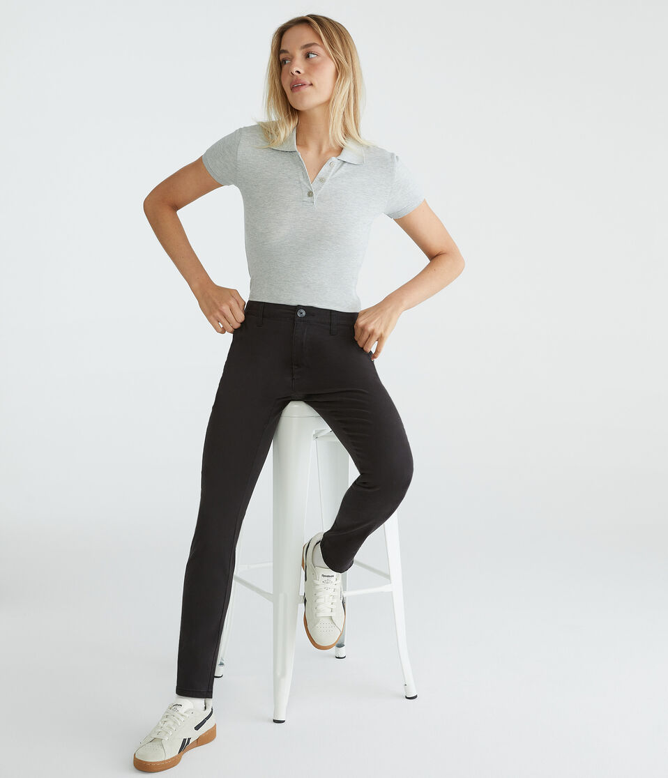 Aéropostale High-Rise Slim Twill Pants Black
