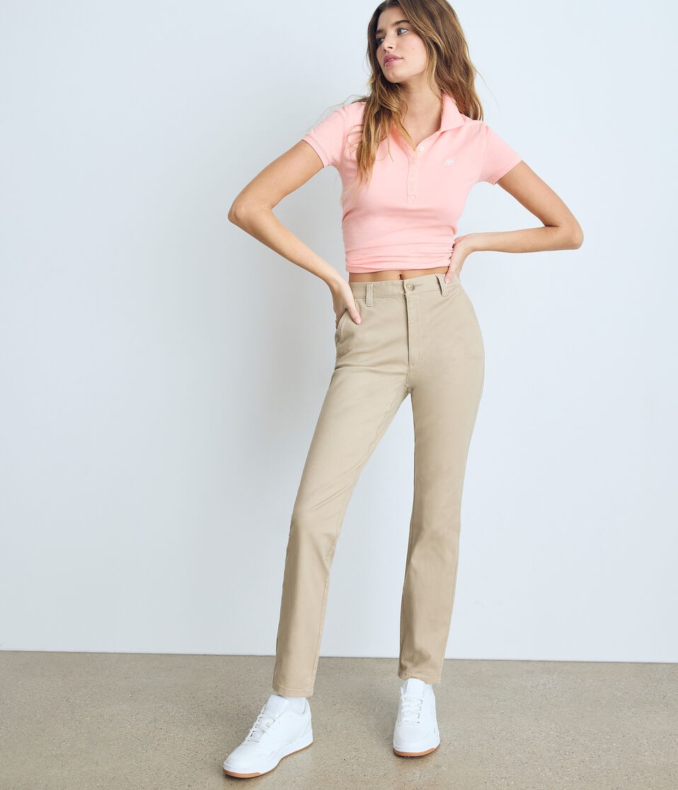 Aéropostale High-Rise Slim Twill Pants Summer Tan