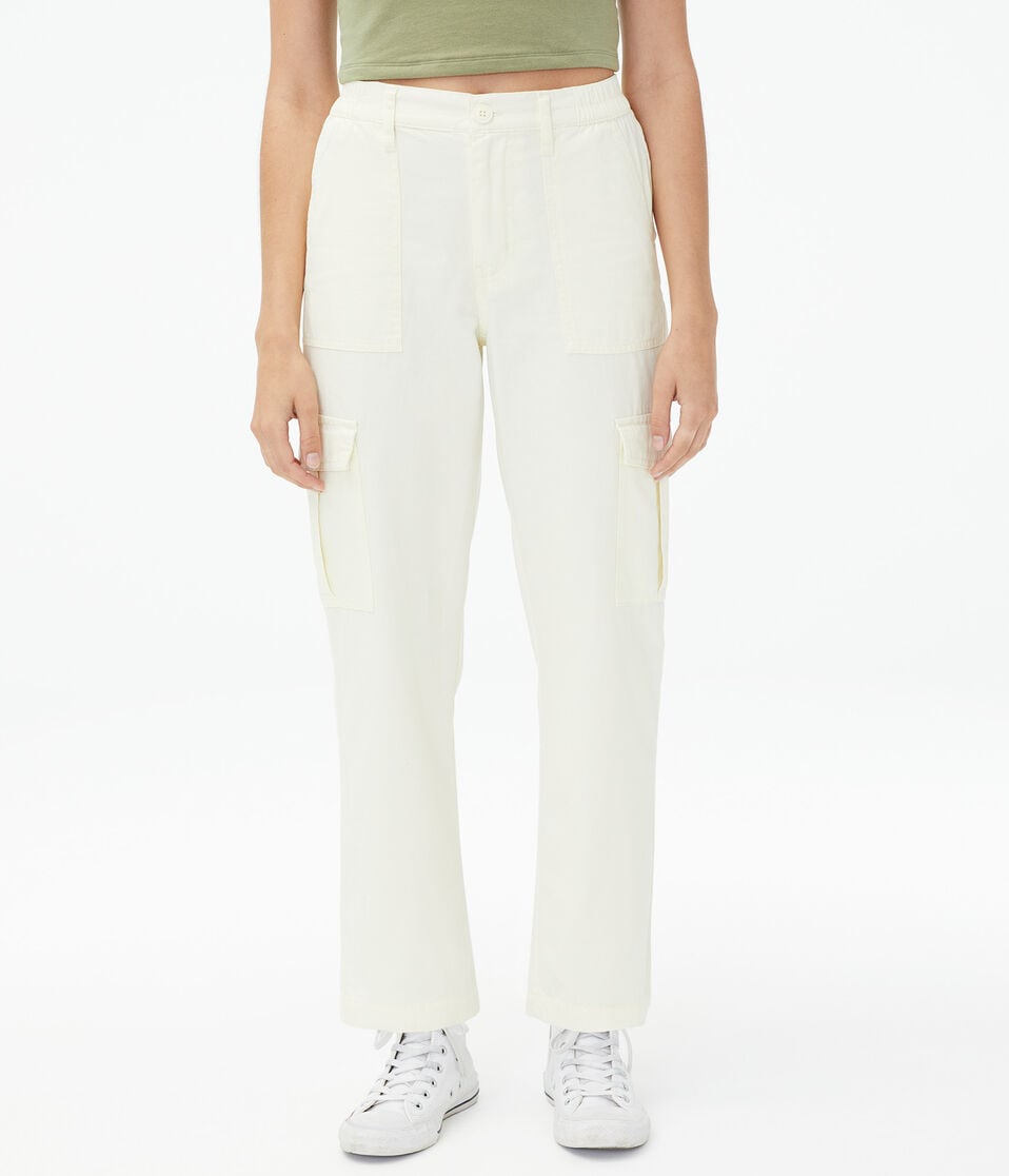 aéropostale High-Rise Straight Cargo Pants nude
