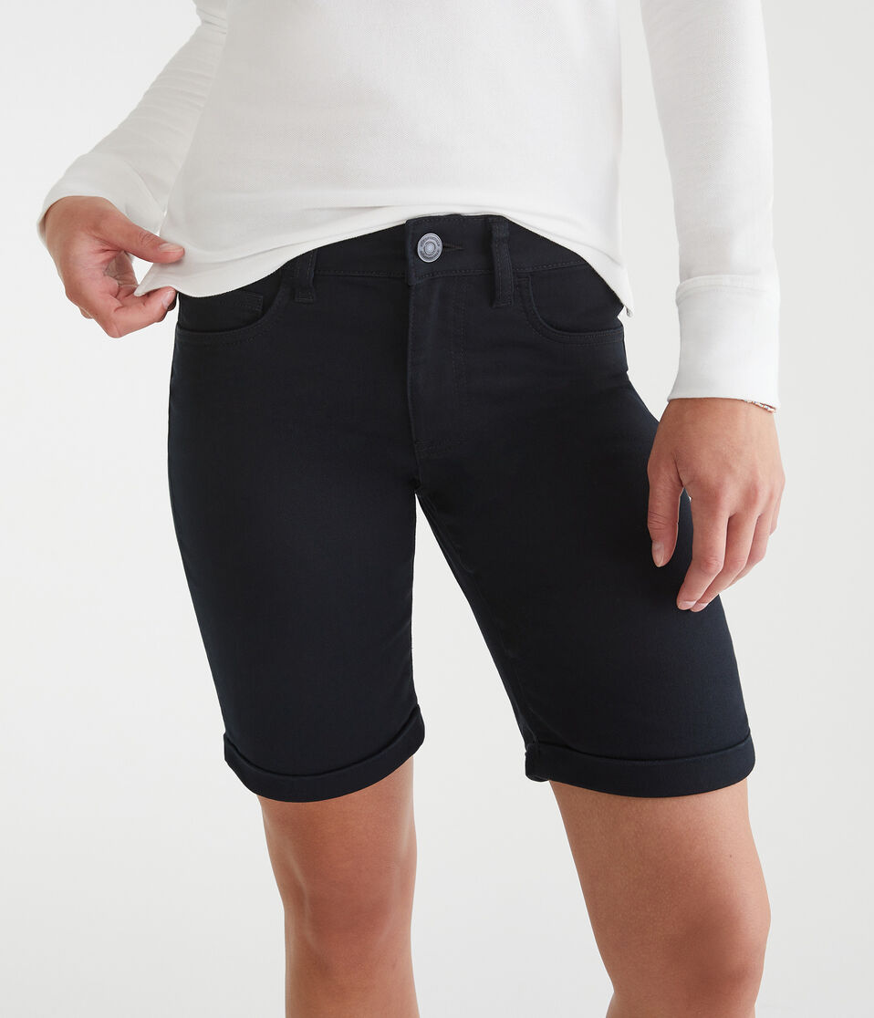 Aéropostale Mid-Rise Uniform Bermuda Shorts Black