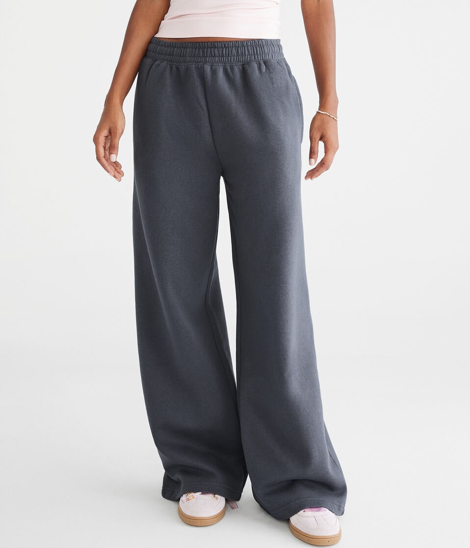 Aéropostale Mid-Rise Wide Leg Sweatpants Pavement