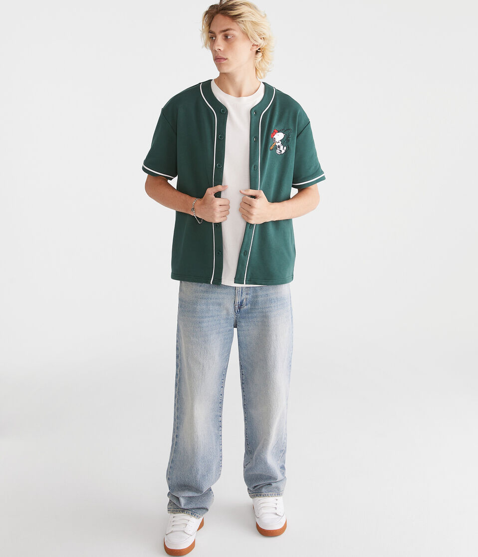 Aéropostale Peanuts® Batter Up Baseball Top Green