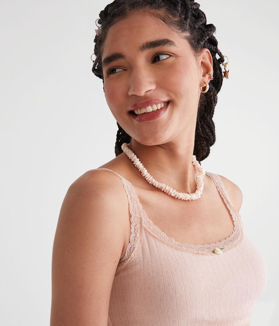 Aéropostale Pointelle Lace-Trim Cami Pink Light