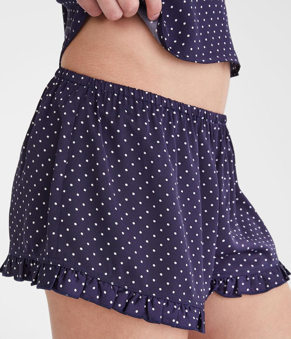 Aéropostale Polka Dot Satin Ruffle Shorts Navy
