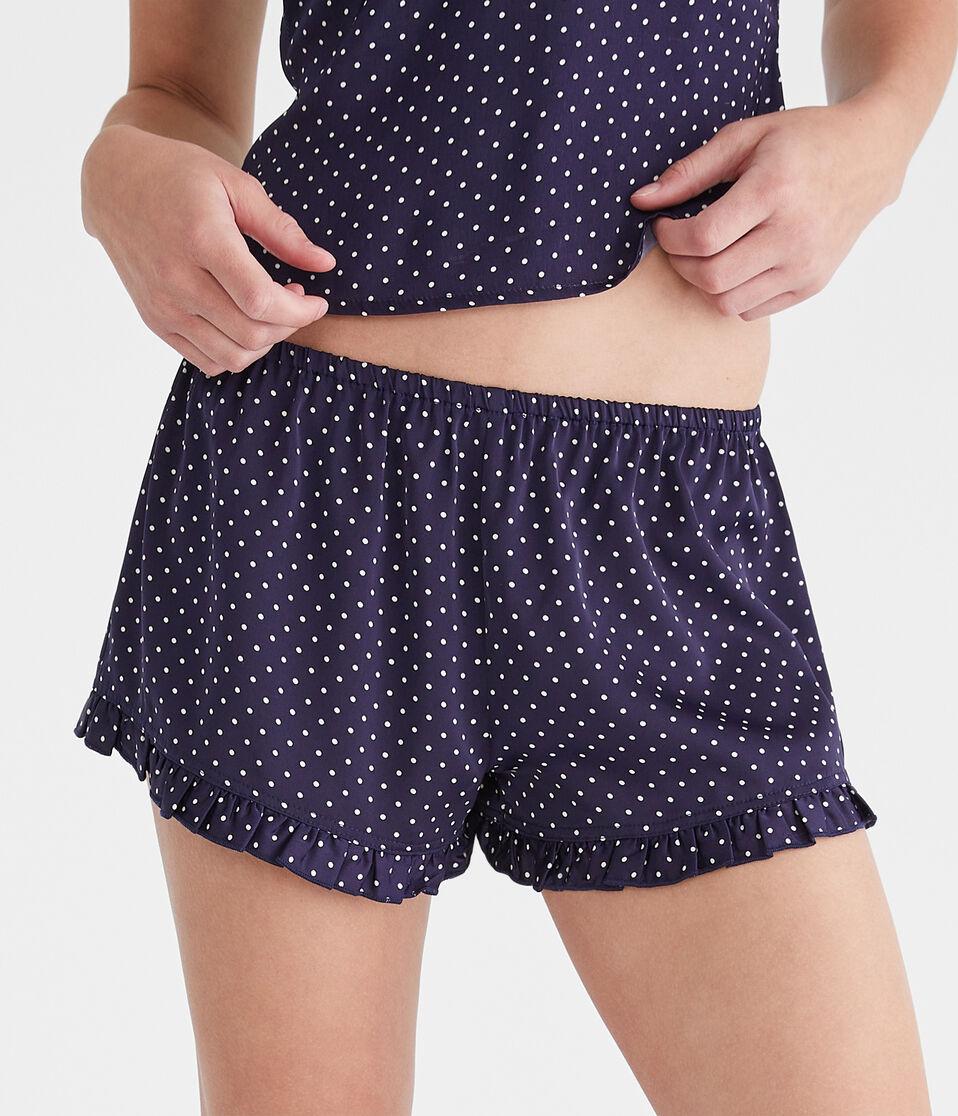 aéropostale Polka Dot Satin Ruffle Shorts navy