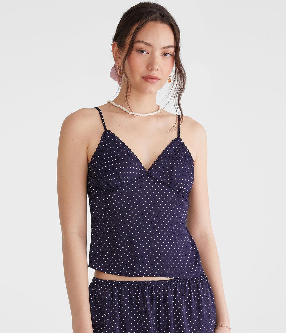 Aéropostale Polka Dot Satin Sweetheart Cami Navy