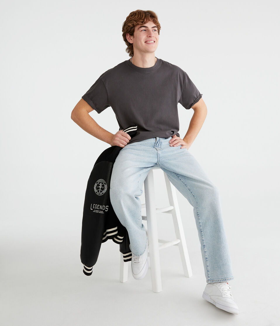 Aéropostale Relaxed Fit Crew Tee Whale Grey