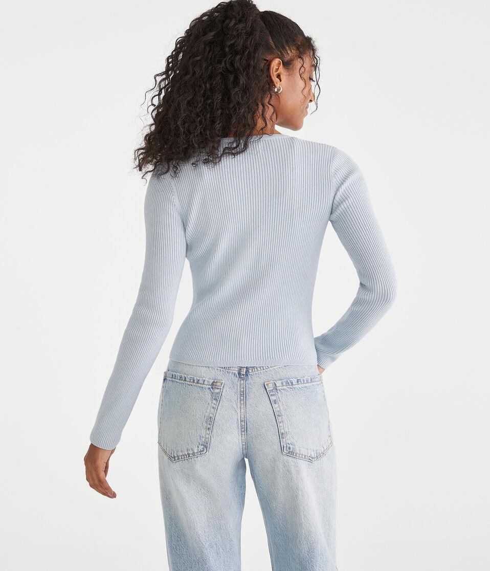 Aéropostale Ribbed V-Neck Cardigan Pearl Blue