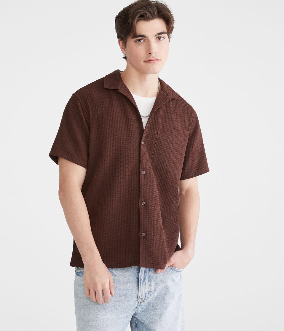 Aéropostale Short Sleeve Textured Shirt Raisin