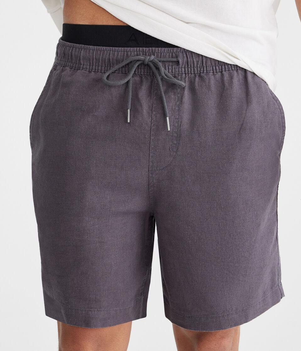Aéropostale Solid Linen Shorts 7" Chateau Grey