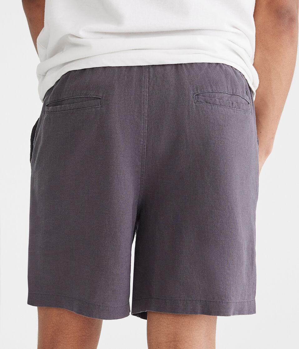 Aéropostale Solid Linen Shorts 7" Chateau Grey