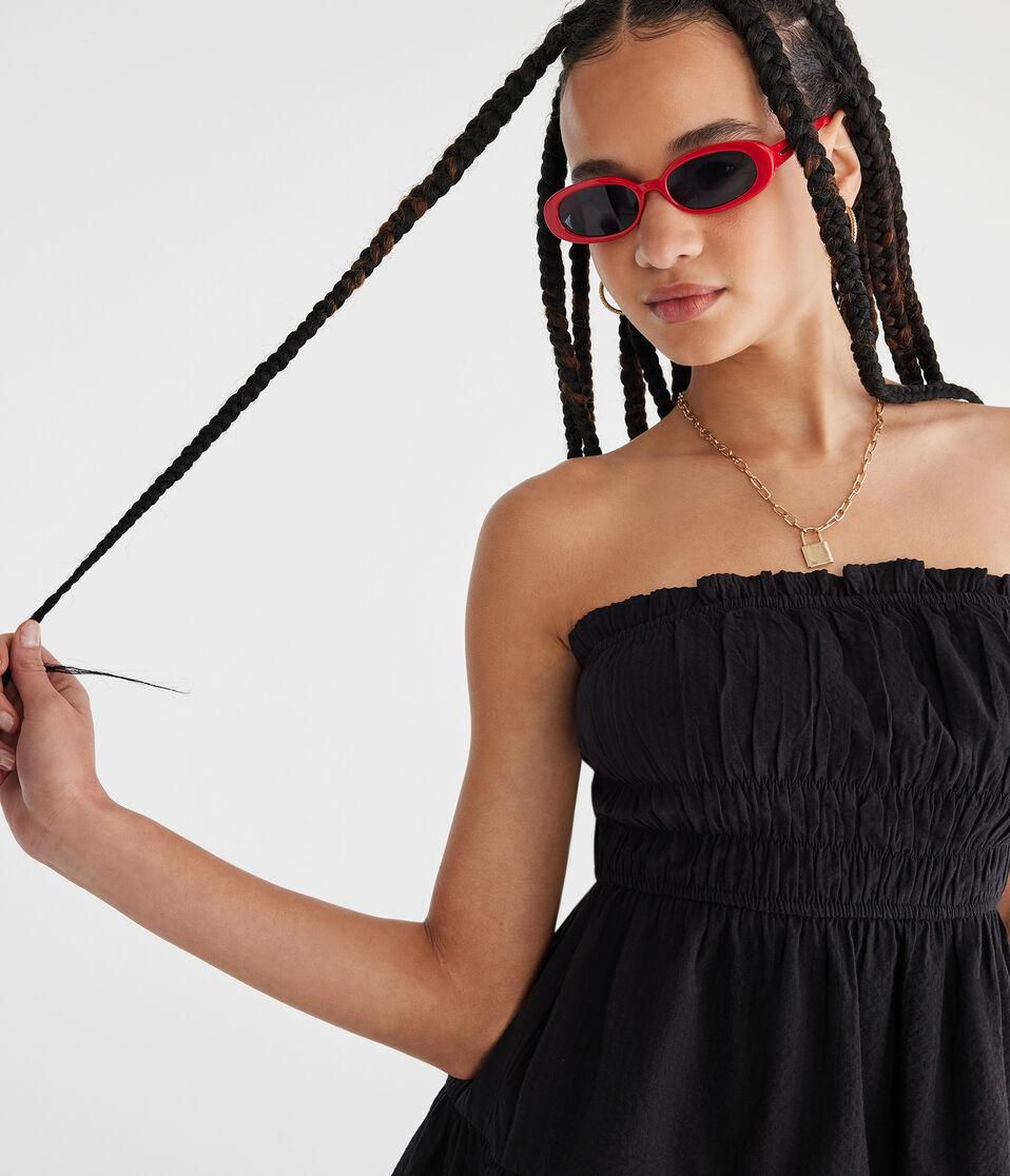 Aéropostale Solid Strapless Mini Dress Black Fox