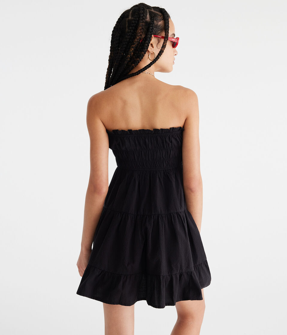 Aéropostale Solid Strapless Mini Dress Black Fox