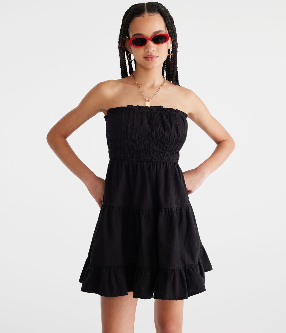 aéropostale Solid Strapless Mini Dress black fox